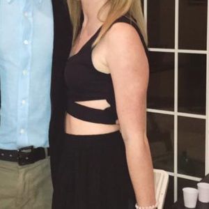 black strappy crop top with cut out sides